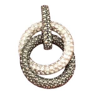 Judith Jack Sterling Silver  Pendant with Marcasites and Crystals on 18” 925 Silver Plated Chain