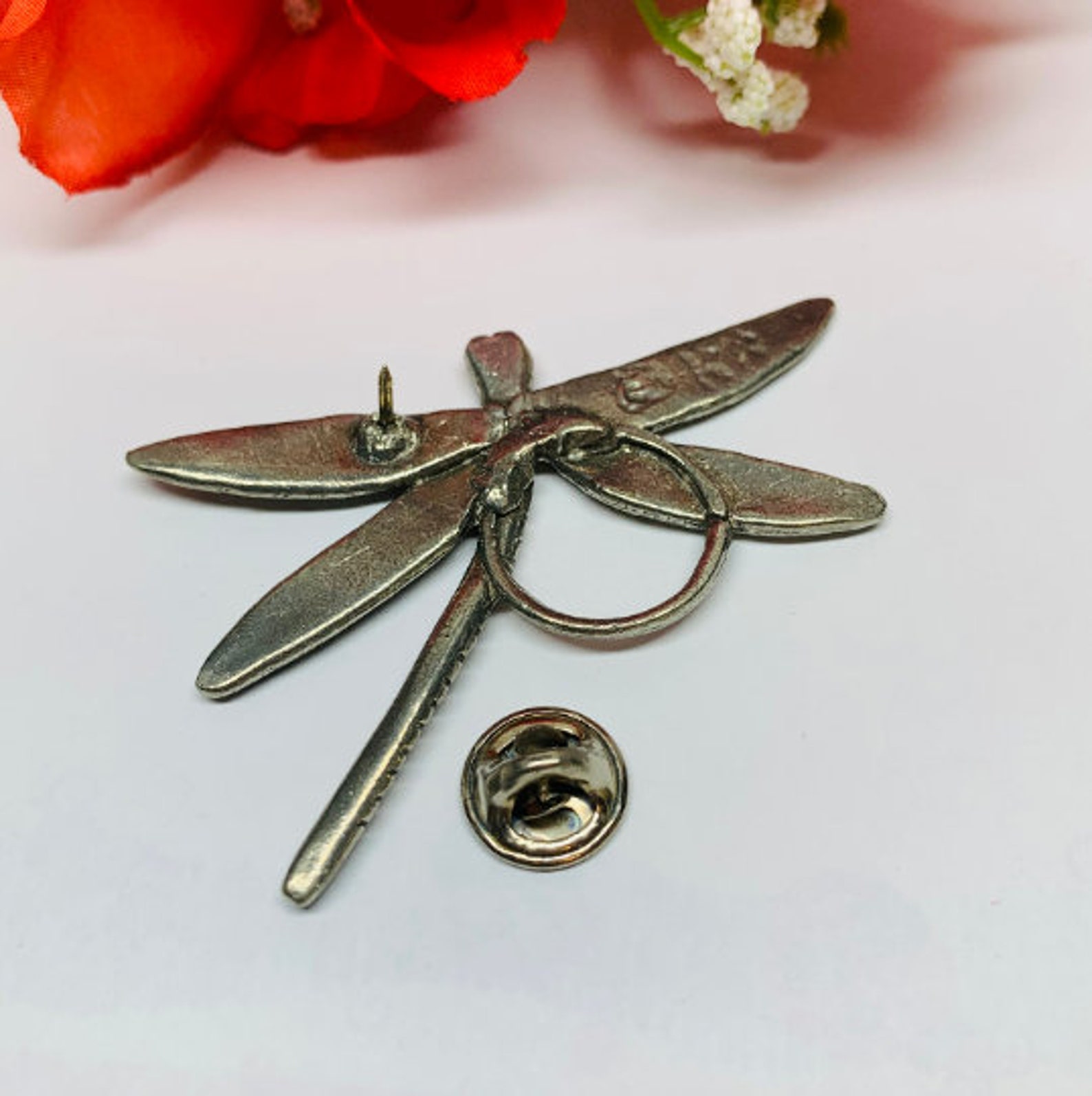 Pewter Dragonfly Badge ID Eyeglass Holder Pin Dont Lose Etsy