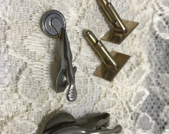 Boutons De Manchette Et Clips De Cravate Vintage Motif Pastèque Ton Or - Ensemble Pour Homme Occasion