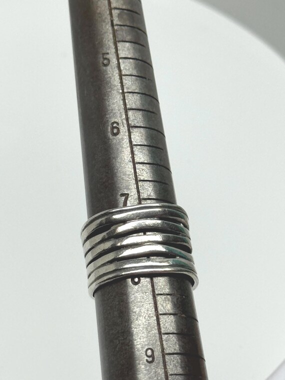 Silvertone Stacked  Statement Ring   Size 7.5 - image 3