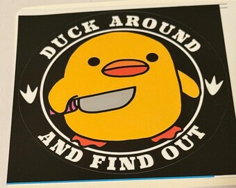 Duck Around & Find Out Sticker, Sarcasm Laptop Decal, Gym Water Bottle Label, Quote Planner Sticker, Sarcasm