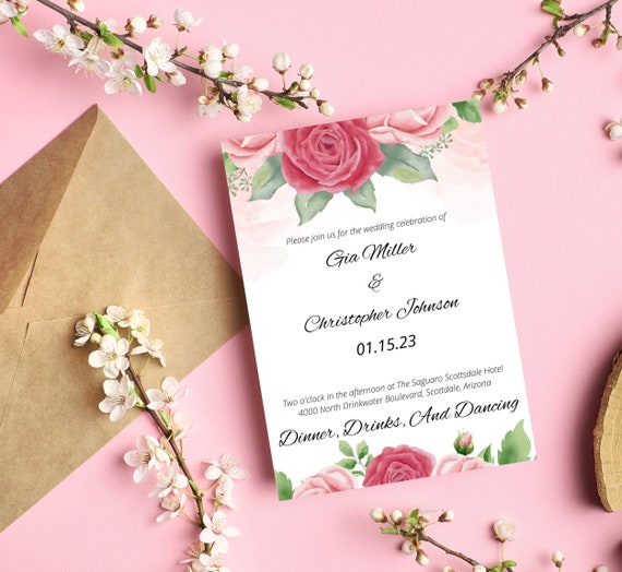 Digital &amp; Printable Wedding Invitation - Etsy