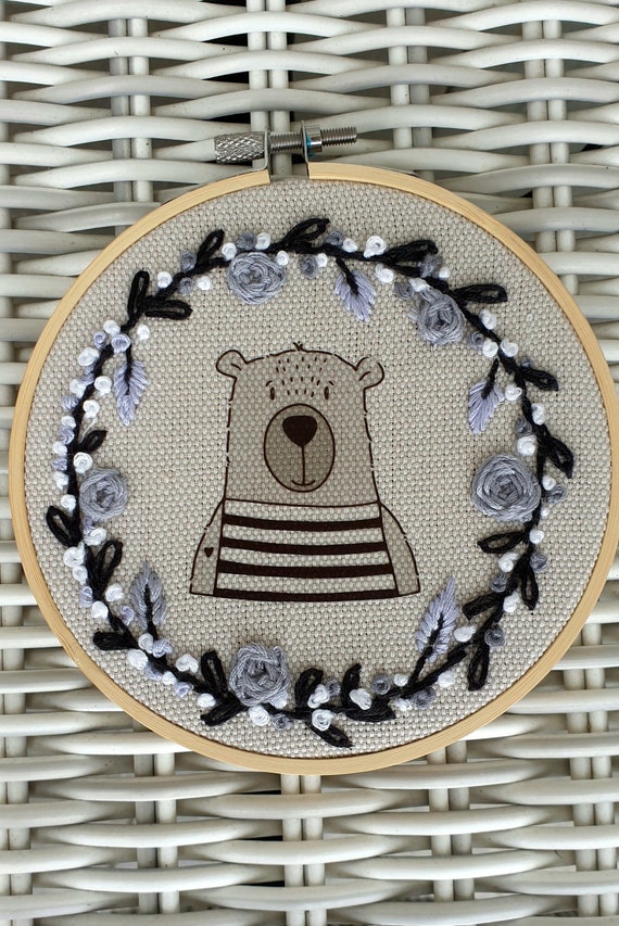 Embroidery Frame With Embroidered Fabric Children's Room Etsy