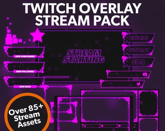 Neon Cyberpunk Twitch Stream Overlay Package – Animated Lofi Graphics (Digital Download)