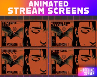 Anime Pixel Art Stream Overlay | Animated Twitch Screens (Digital Download)