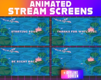 Kawaii Pond Stream Overlay | Animated Twitch Screens (Digital Download)