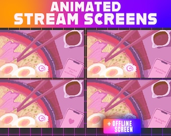 Ramen Anime Pixel Art Stream Overlay | Twitch & YouTube (Digital Download)