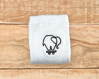 Socken Tennissocke Skatersocken Wandersocken Weiß Elefant Skateboard