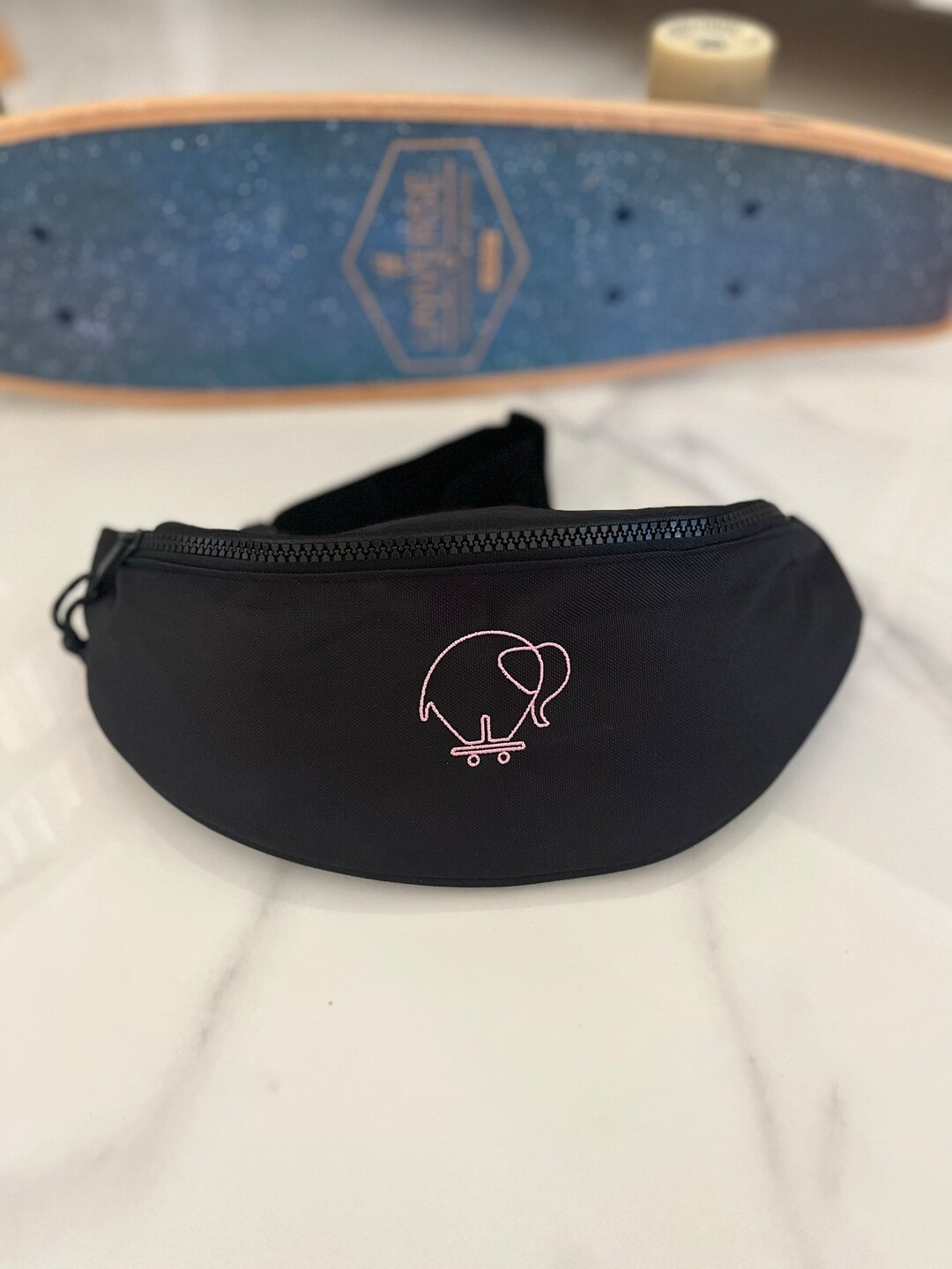 Fanny Pack Belt Bag Black Elephant Skateboard Pink Embroidery Etsy