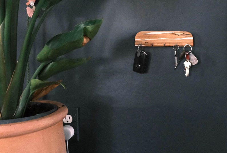 Modern Minimalist Key Rack With Warm Organic Resin Accents, Entryway ...
