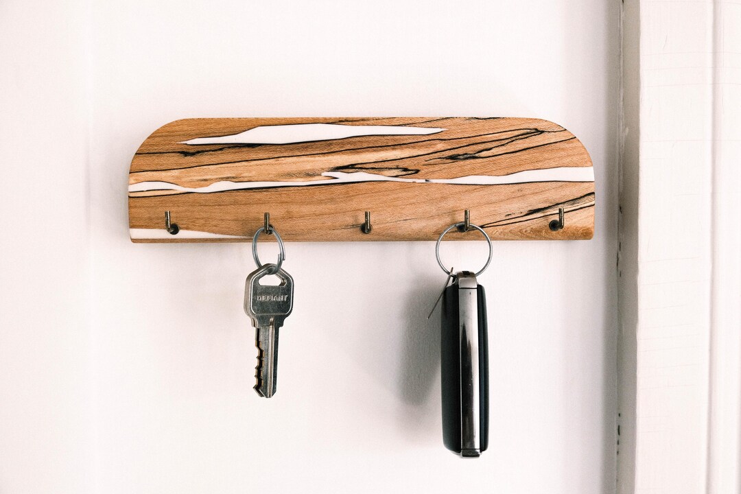Modern Minimalist Key Rack With Warm Organic Resin Accents, Entryway ...