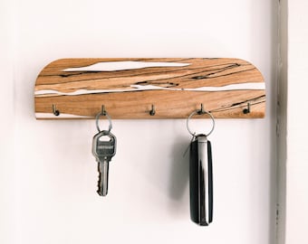 Modern Minimalist Key Rack with Warm Organic Resin Accents, Entryway Organizer