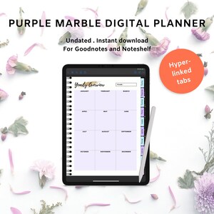 Undated GOODNOTES DIGITAL PLANNER Purple Marble