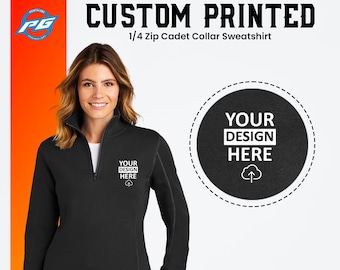Sport Tek® Women's 1/4 Zip Cadet Collar Sweatshirt Custom Printed Logo Personalized Quarter Zip Pullover Gift For Brothers Girlfriend