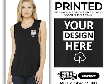 BELLA+CANVAS ® Custom Tank Top, Personalized Women’s Flowy Scoop Muscle Tank, Print On Demand, Gift For Her, Your Own Design, BC8803