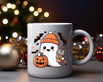 Cute Spooky Halloween Bat Mug | Unique Ceramic Coffee Cup | Witch & Pumpkin Design | Perfect for Gift, Tea | Best Halloween | Christmas gift