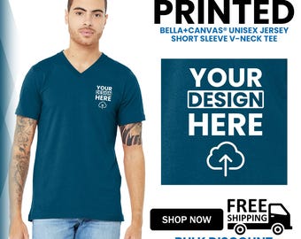BELLA+CANVAS® Unisex Jersey Short Sleeve V-Neck Tee, Custom Printed T-Shirt, Casual Everyday Summer Gift For Him (BC3005)