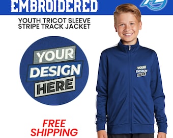 Custom Embroidered Youth Jacket, Add Your Customize Logo, Kids Zipper Full Zip-Up Jacket Personalized Embroidered Track Jacket, Gift For him