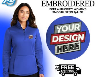 Port Authority® Custom Ladies Fleece Jacket Custom Embroidered 1/4-Zip Custom Jacket Water Resistant Jacket Monogram Jacket Womens Jacket.
