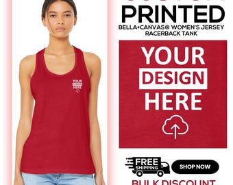BELLA+CANVAS ® Custom Tank Top, Women’s Jersey Racerback Tank, Print On Demand, Gift For Her, Your Own Design, Summer Tank (BC6008).