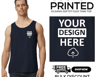 Custom Gildan Softstyle Tank Top, Personalized Women Racerback, Customize Cropped Tank, Print On Demand, Gift For Him, Your Design, 64200