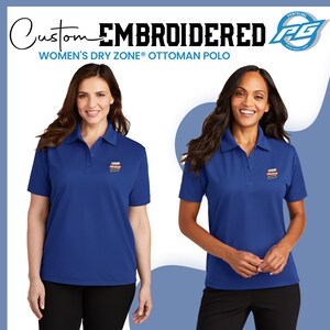 Port Authority® Custom Women Polo Shirt Custom Embroidered Polo Customizable Ottoman Polo Business Logo Monogram Shirt Button Up Polo Shirt.
