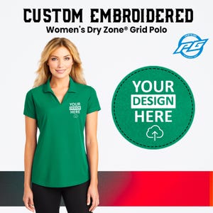 Custom Embroidered Ladies V Neck Polo | Port Authority® Polo T-Shirt | Custom Embroidery Logo |  Women Polo Tee | Business Logo Tee Shirts |