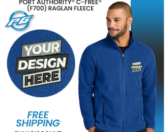 Custom Embroidered Port Authority Jacket, C-FREE Custom Jacket, Custom Fleece Jacket, Full Zip Jacket, Personalized Logo , GIft For Husband