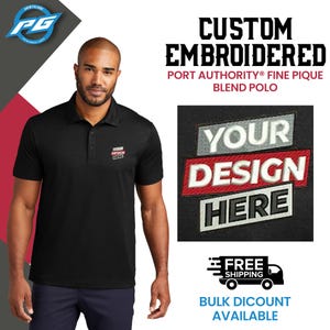 Custom Embroidered Men's Polo Shirt, Customized Text Custom Embroidered Men's Polo Shirt, Customized Text