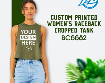 BELLA+CANVAS ® Custom Tank Top, Personalized Women Racerback, Customize Cropped Tank, Print On Demand, Gift For Her, Your Own Design, BC6682