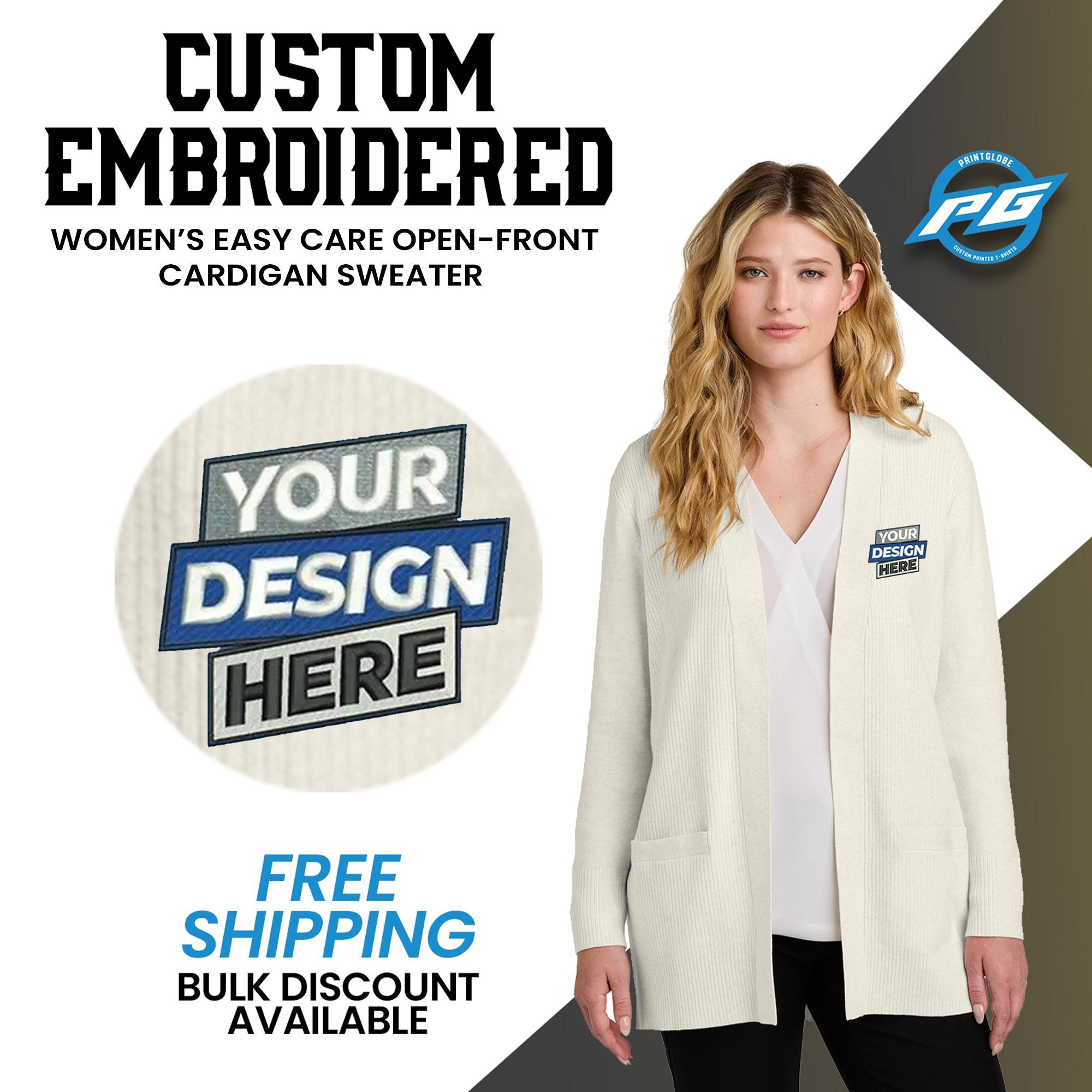 Port Authority Women Open Front Cardigan Sweater Custom Embroidery Logo on  Long Cardigan Sweater for Women Outerwear Personalized Cardigan. - Etsy