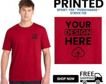 USA Made Sport-Tek ® PosiCharge ® Strive Tee T-Shirt, Custom Printed T-Shirt ,Fit Crewneck Tee, Custom Your Own Design Gift For Him ST430.
