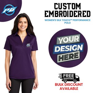 Custom Embroidered  Ladies Classic Polo Shirt Custom Silk Touch Polo Shirt Personalized Business Polo Tee Womens Polo Tee Performance Polo.