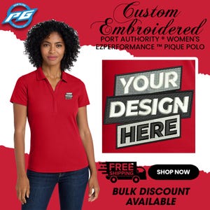 Port Authority ® Women&#39;s EZPerformance ™ Pique Polo Custom Embroidered Polo Customizable Business Logo Ladies Polo Gift For Her (LK600).