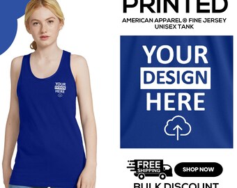 American Apparel® Fine Jersey Unisex Tank, Customize Long Tank, Print On Demand, Gift For Her, Your Own Design, 2408