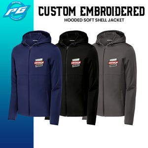 Sport-Tek® Custom Hooded Soft Shell Jacket, Monogram Rain Jacket Women Windbreaker Jacket, Custom Embroidered Jacket, Custom Logo Jacket.