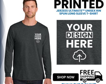 Jerzees Ultimate™ Unisex Ring Spun Long Sleeve T-Shirt, Classic Fit Ring Spun Cotton Long Sleeve Tee, Custom Printed T-Shirt, Gift (IC46L).