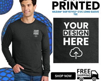 Gildan® Softstyle® CVC Long Sleeve Tee, Sleeve Soft Feathered Modern Fit Tee with Rib Cuffs, Custom Printed T-Shirt, Gift For Him (64440CVC)