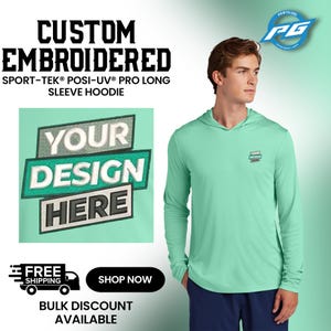 Sport-Tek® Posi-UV® Pro Long Sleeve Hoodie | Personalized Hoodie | Hooded Sweatshirt | Custom Embroidered Hoodie | Gift For Him (ST420LSH)