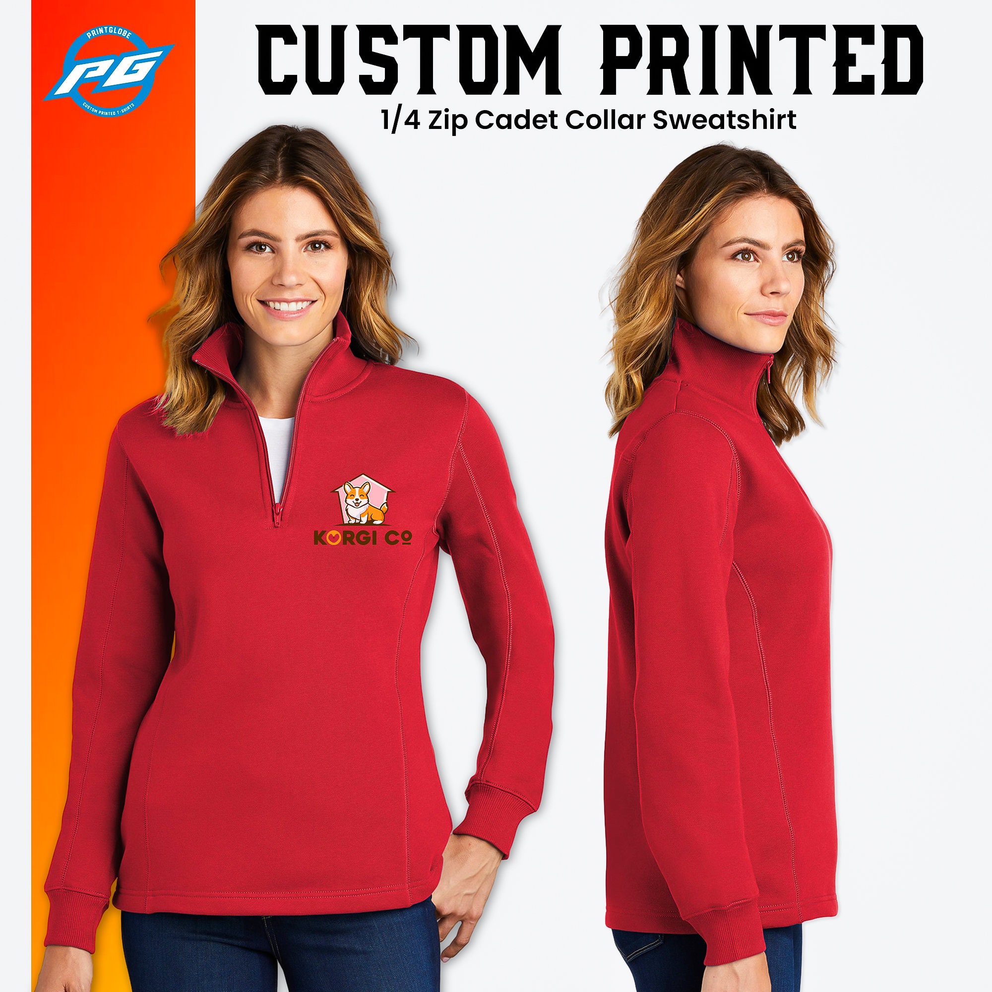 Sport Tek Women s 1 4 Zip Cadet Collar Sweatshirt Custom Printed Logo Personalized Quarter Zip Pullover Gift for Brothers Girlfriend Etsy