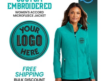 Port Authority® Ladies Microfleece Jacket, Embroidered Jacket Fall Clothing, Custom Jacket, Zip Up Jacket, Custom Embroidery, Logo Jacket