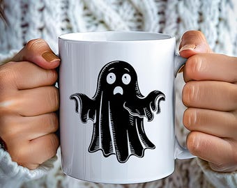 Spooky Halloween Mug | Unique Ceramic Coffee Cup | Witch & Pumpkin Design | Perfect for Coffee, Tea | Best Halloween Gift | Christmas gift
