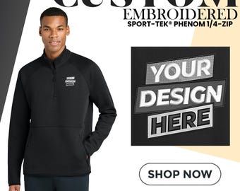 Sudadera con cremallera de 1/4 Sport-Tek® Phenom bordada personalizada, cortavientos, ropa para hombre, logotipo personalizado, regalo para él (ST841).