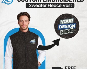 Men's Custom Fleece Full Zip Vest Custom Embroidered Vest