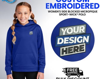 Sport-Tek® Custom Women Fleece Hoodie Custom Embroidered Hoodie Youth Sport-Wick® Fleece Hooded Pullover Gift For Daughter (YST244).