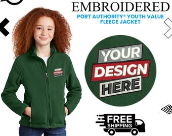 Youth Custom Fleece Jacket, Custom Embroidered Jacket, Custom Zip Up Jacket for Kids, Logo Design Custom Jacket Youth Monogram Jacket.
