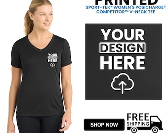 Sport-Tek® Women's Posi Charge® Competitor™ V-Neck Tee Custom Printed | Sustainable Everyday Top, Soft & Stylish Fit, Gift For Him LST353