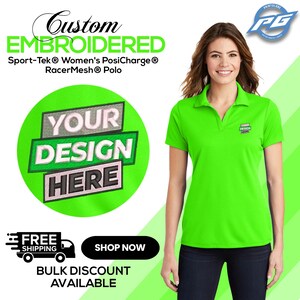 Custom Embroidered  Sport-Tek® Women&#39;s PosiCharge® RacerMesh® Polo Women&#39;s Clothing Personalized Business Polo Tee Gift For Her (LST640).