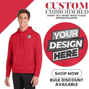 Custom Embroidered Fleece Hoodie, Sport-Tek Pullover, Anniversary Gift
