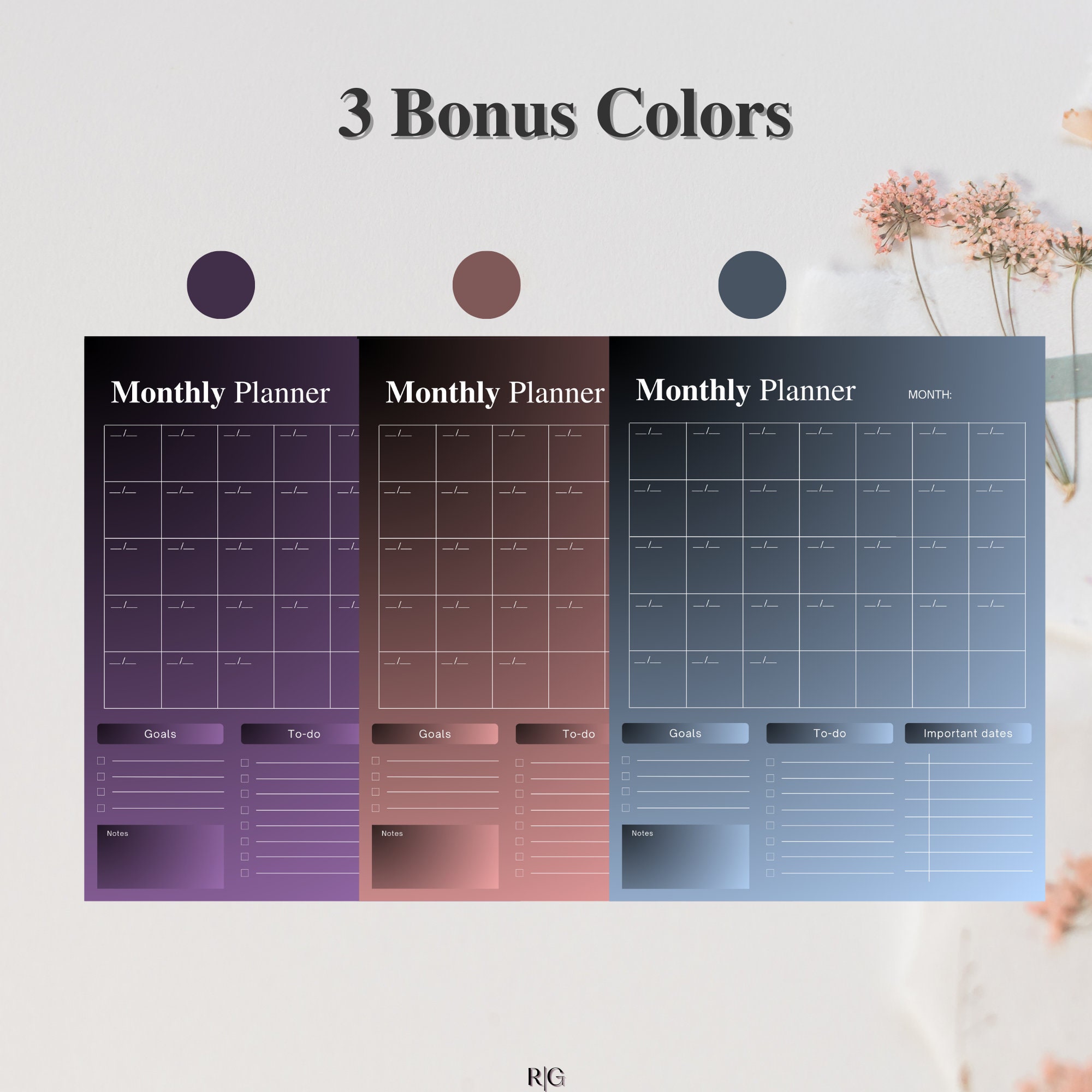 Monthly Planning Template Planner Pages Printable Digital Planner